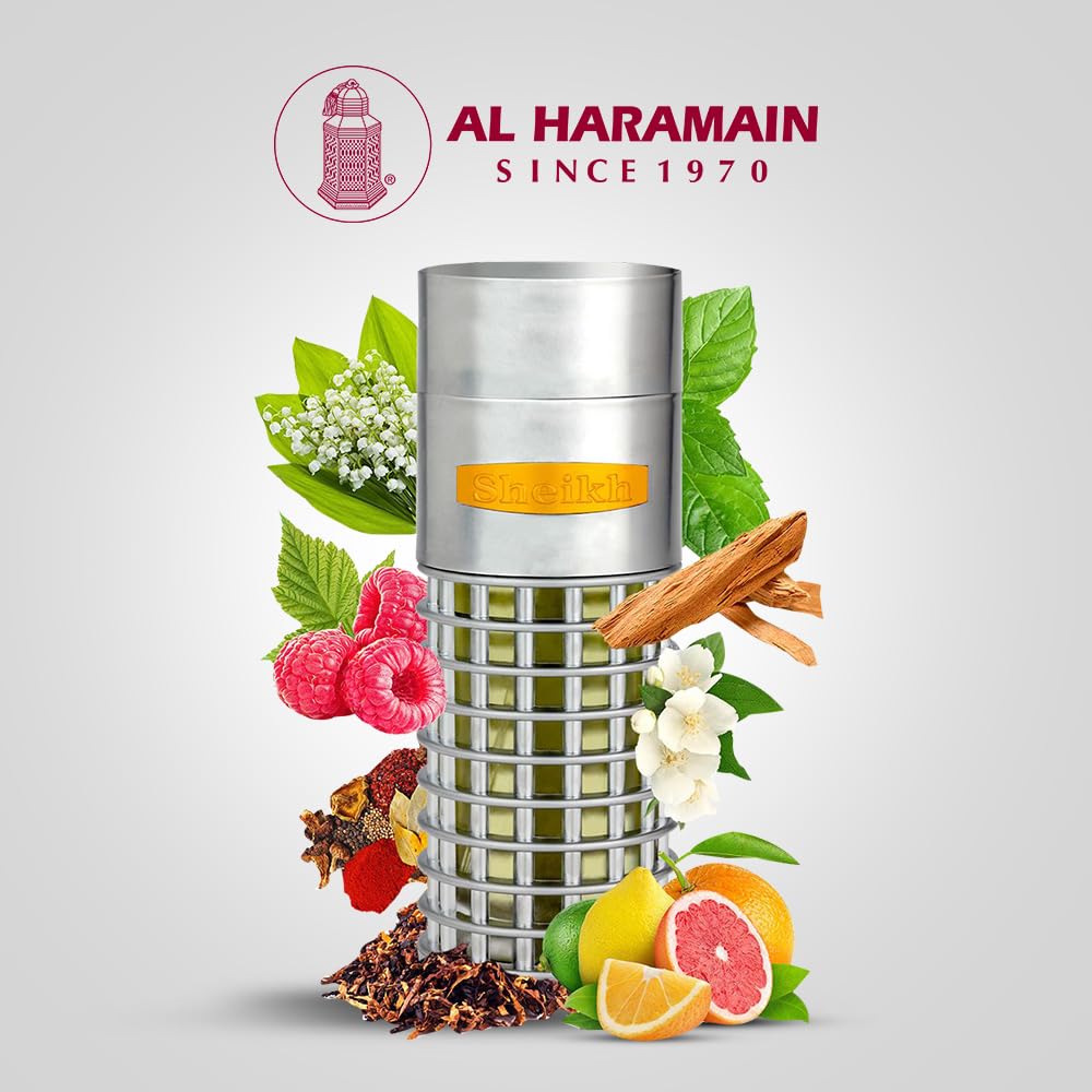 Al Haramain Sheikh - Cologne for Men - Long Lasting Perfume - Arabian Perfume for Men  - Floral and Woody Fragrance - 2.9 oz