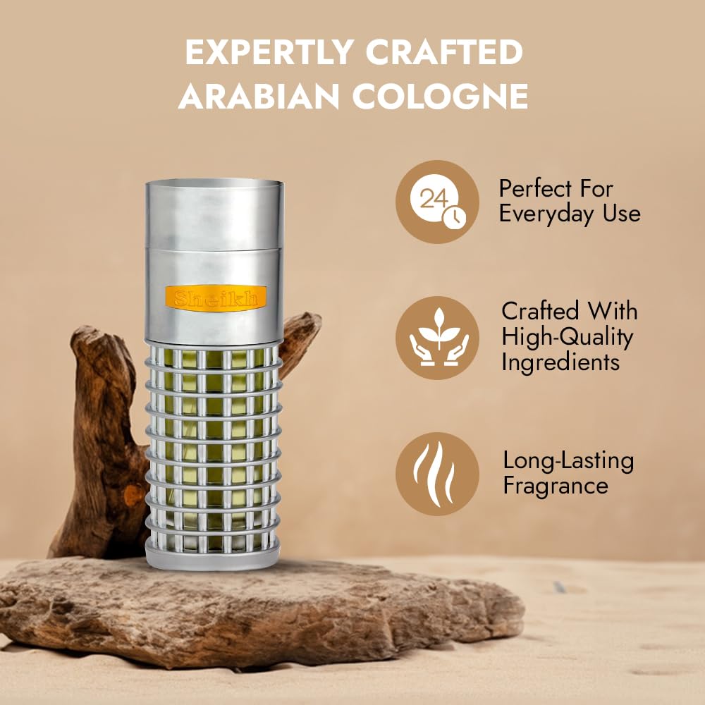 Al Haramain Sheikh - Cologne for Men - Long Lasting Perfume - Arabian Perfume for Men  - Floral and Woody Fragrance - 2.9 oz
