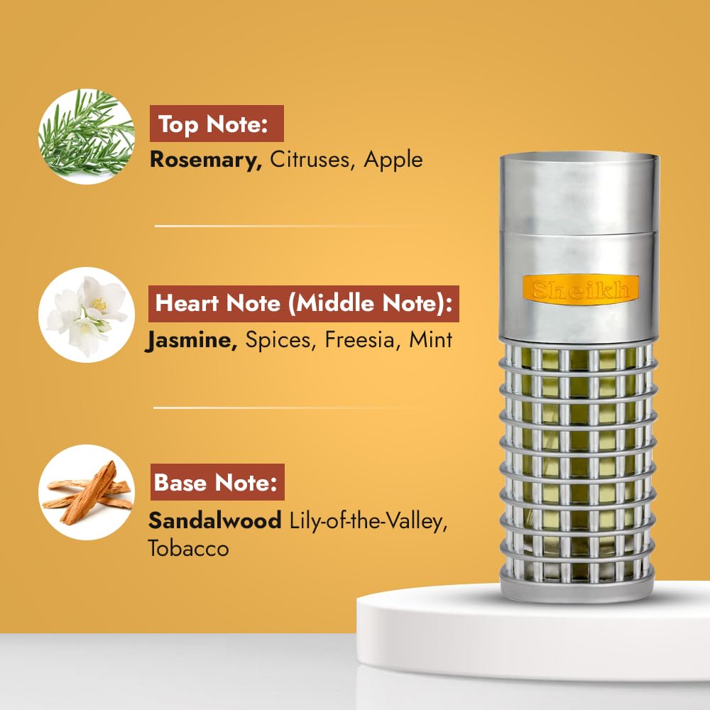 Al Haramain Sheikh - Cologne for Men - Long Lasting Perfume - Arabian Perfume for Men  - Floral and Woody Fragrance - 2.9 oz